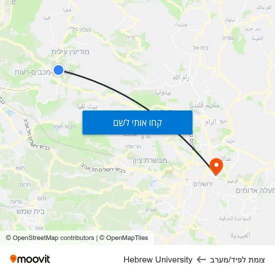 מפת צומת לפיד/מערב לHebrew University