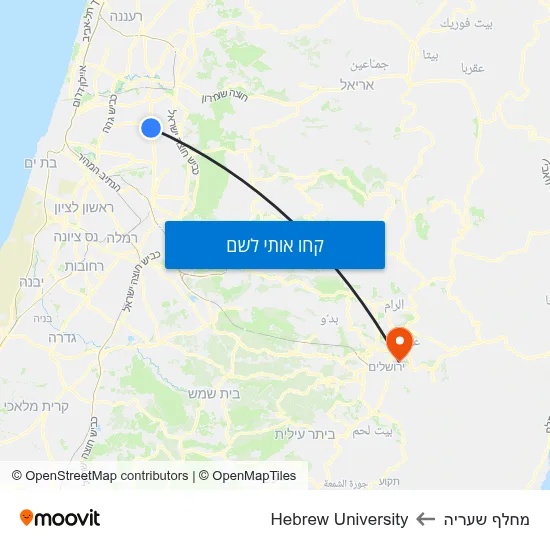 מפת מחלף שעריה לHebrew University