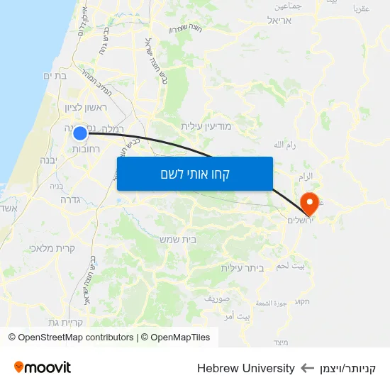 מפת קניותר/ויצמן לHebrew University