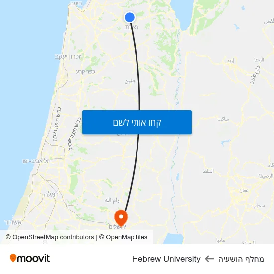 מפת מחלף הושעיה לHebrew University