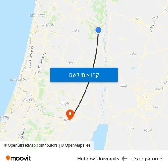 מפת צומת עין הנצי''ב לHebrew University
