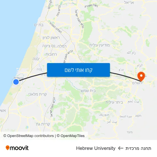 מפת תחנה מרכזית לHebrew University