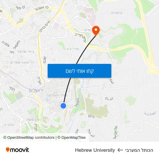 מפת הכותל המערבי לHebrew University