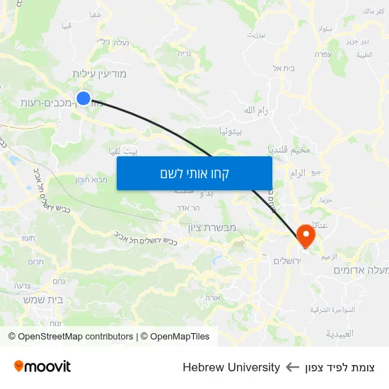 מפת צומת לפיד צפון לHebrew University