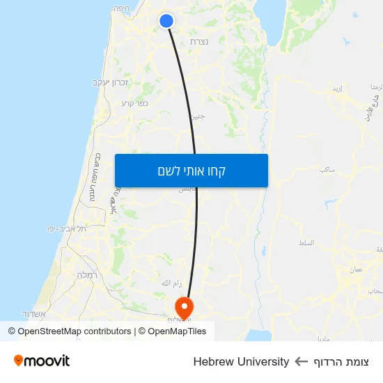 מפת צומת הרדוף לHebrew University
