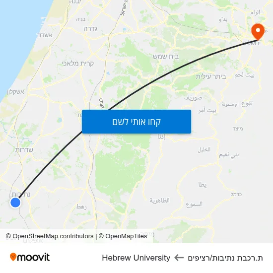 מפת ת.רכבת נתיבות/רציפים לHebrew University