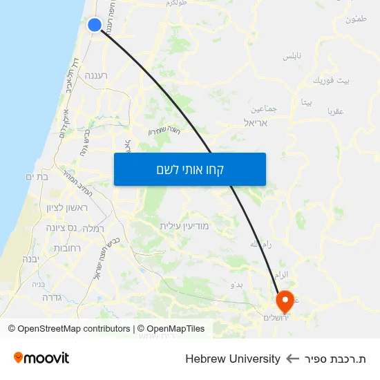 מפת ת.רכבת ספיר לHebrew University