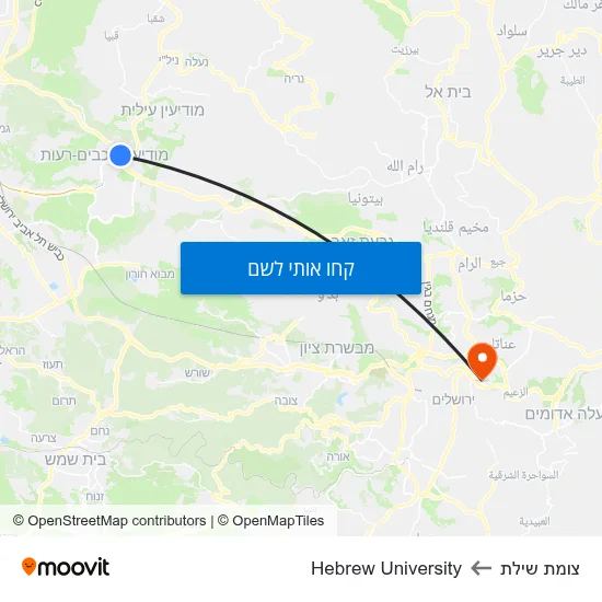 מפת צומת שילת לHebrew University