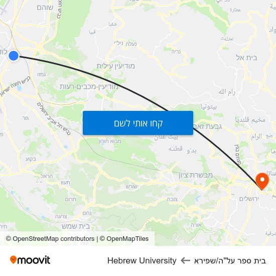 מפת בית ספר על''ה/שפירא לHebrew University