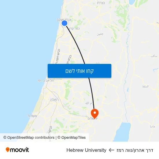 מפת דרך אהרון/נווה רמז לHebrew University
