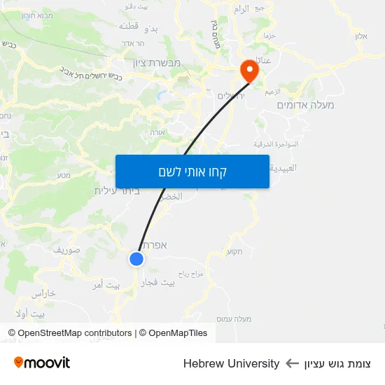 מפת צומת גוש עציון לHebrew University
