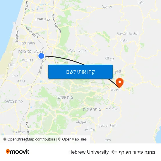 מפת מחנה פיקוד העורף לHebrew University