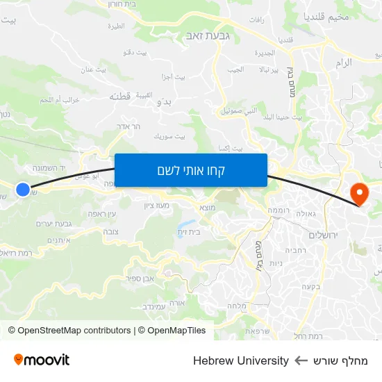 מפת מחלף שורש לHebrew University