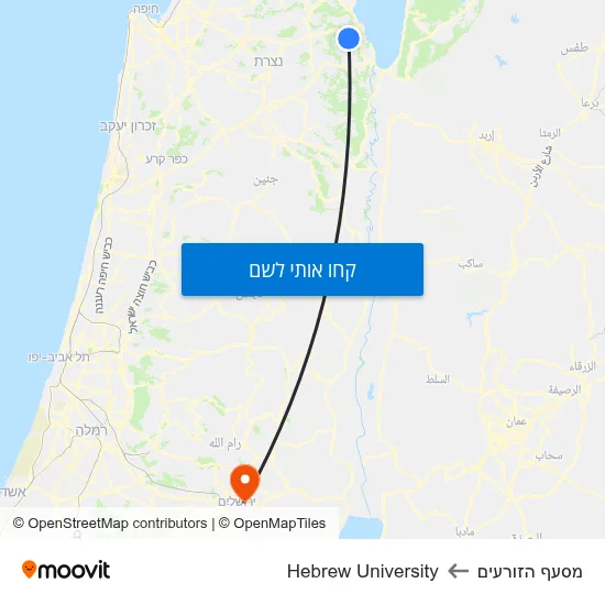 מפת מסעף הזורעים לHebrew University