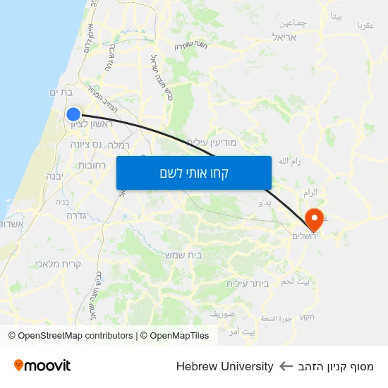 מפת מסוף קניון הזהב לHebrew University