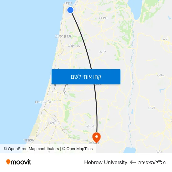מפת מל''ל/הצפירה לHebrew University