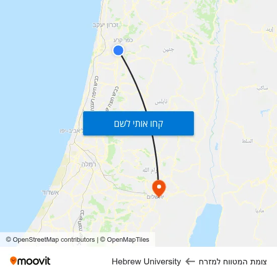מפת צומת המטווח למזרח לHebrew University