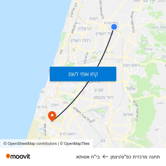 מפת תחנה מרכזית כפ''ס/ויצמן לבי"ח אסותא