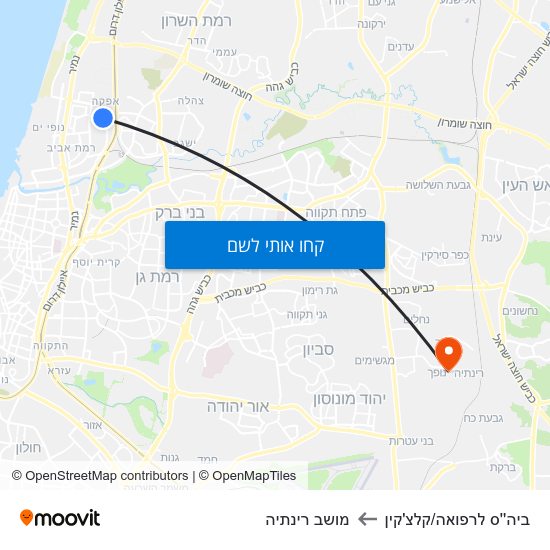 מפת ביה''ס לרפואה/קלצ'קין למושב רינתיה