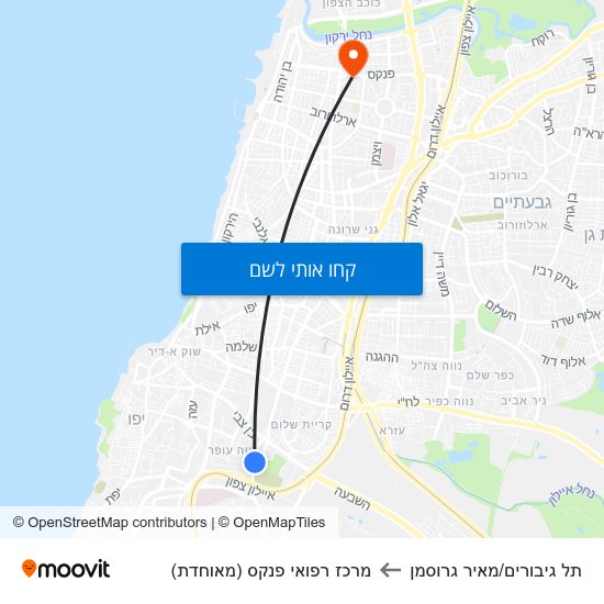 מפת תל גיבורים/מאיר גרוסמן למרכז רפואי פנקס (מאוחדת)