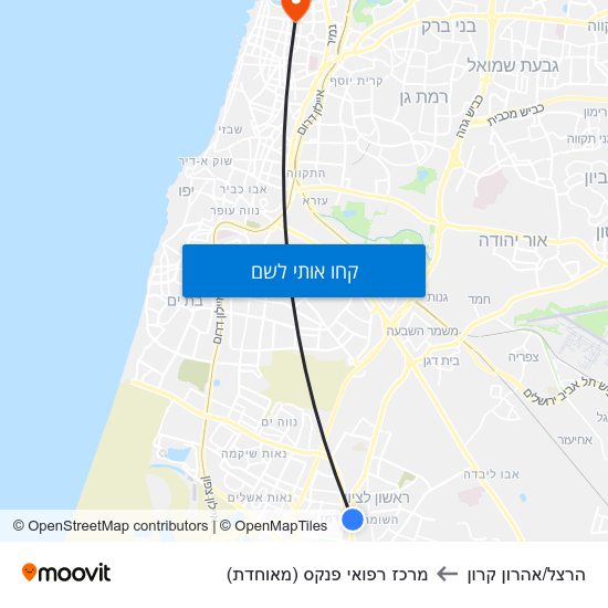 מפת הרצל/אהרון קרון למרכז רפואי פנקס (מאוחדת)