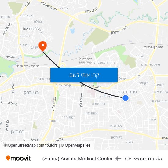 מפת ההסתדרות/איכילוב לAssuta Medical Center (אסותא)
