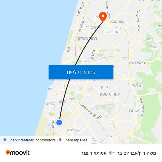 מפת משה דיין/אברהם בר לאסותא רעננה