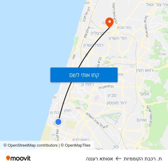 מפת ת. רכבת הקוממיות לאסותא רעננה