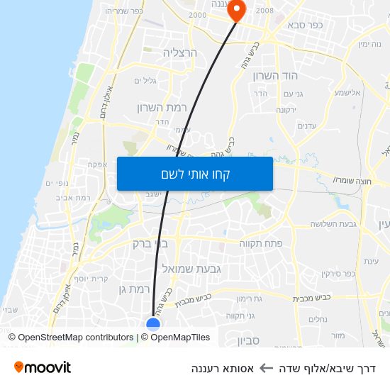 מפת דרך שיבא/אלוף שדה לאסותא רעננה