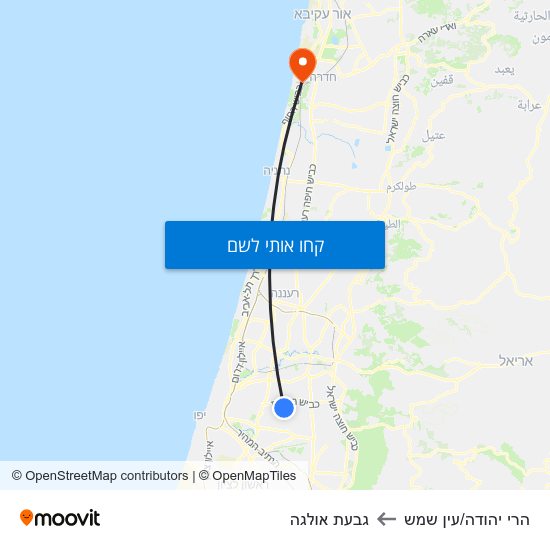 מפת הרי יהודה/עין שמש לגבעת אולגה