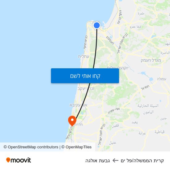 מפת קרית הממשלה/פל ים לגבעת אולגה