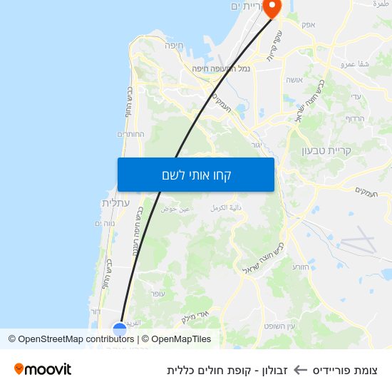 מפת צומת פוריידיס לזבולון - קופת חולים כללית