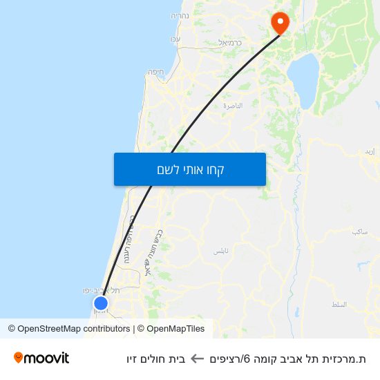 מפת ת.מרכזית תל אביב קומה 6/רציפים לבית חולים זיו