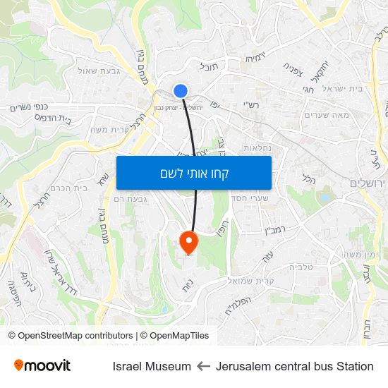 מפת Jerusalem central bus Station לJerusalem central bus Station