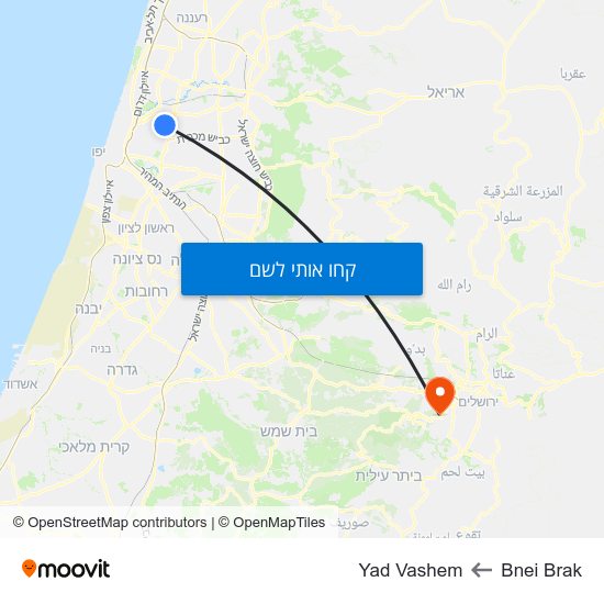 מפת Bnei Brak לYad Vashem