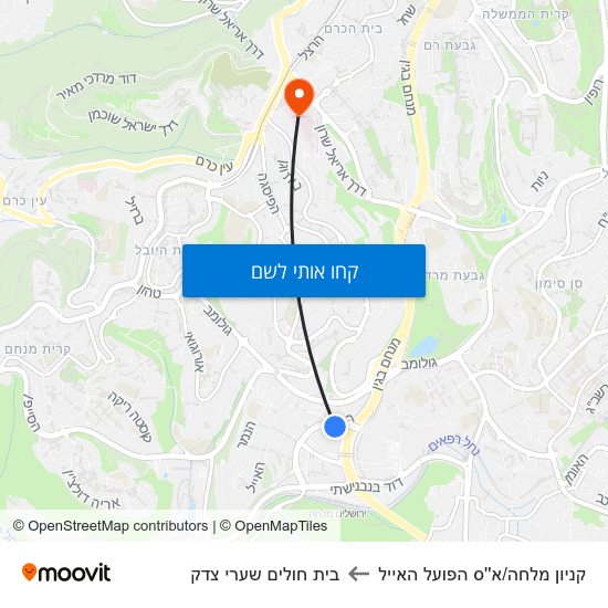 מפת קניון מלחה/א''ס הפועל   האייל לבית חולים שערי צדק