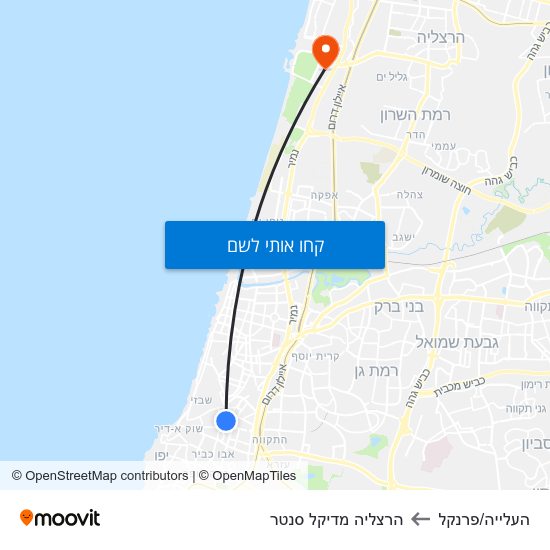 מפת העלייה/פרנקל להרצליה מדיקל סנטר