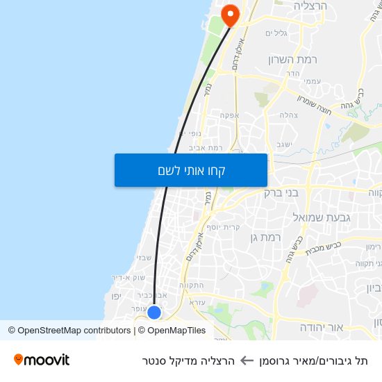 מפת תל גיבורים/מאיר גרוסמן להרצליה מדיקל סנטר