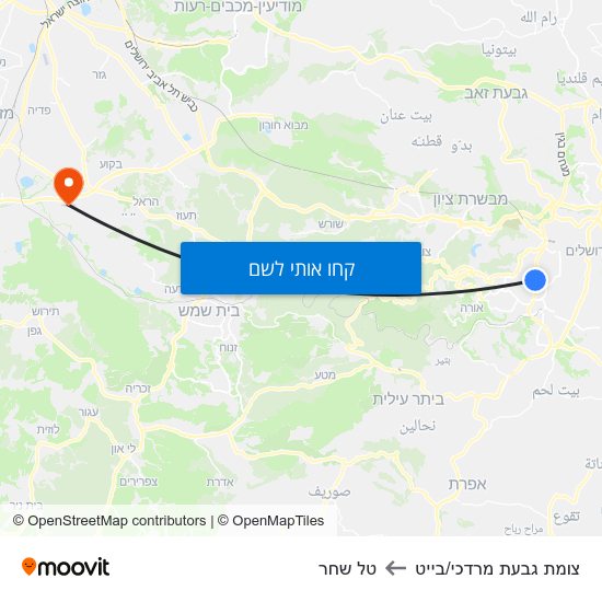 מפת צומת גבעת מרדכי/בייט לטל שחר