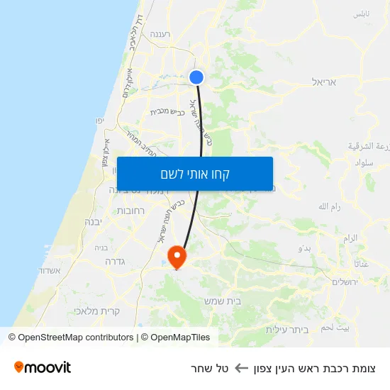 מפת צומת רכבת ראש העין צפון לטל שחר