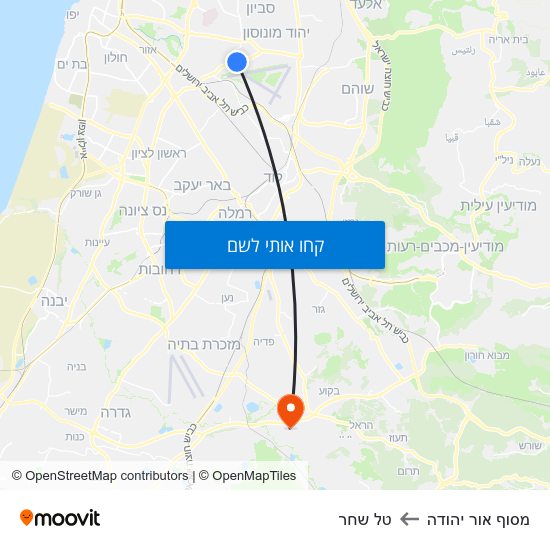 מפת מסוף אור יהודה לטל שחר