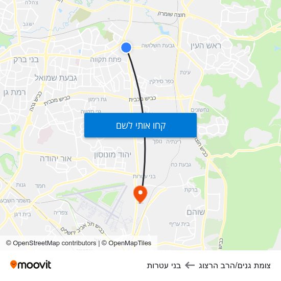 מפת צומת גנים/הרב הרצוג לבני עטרות