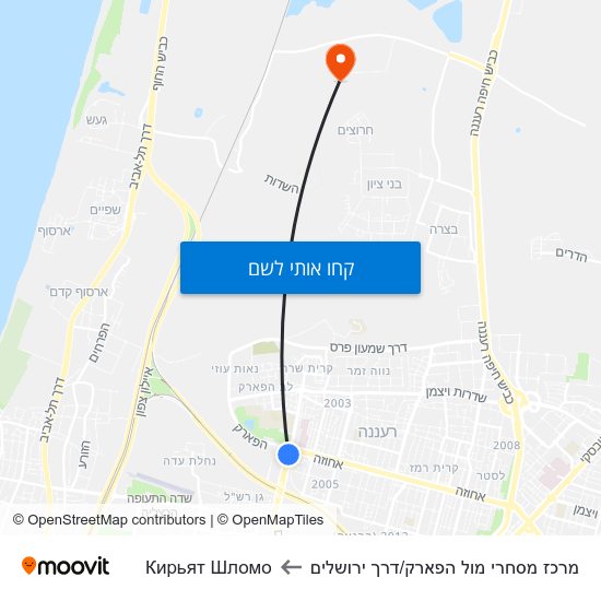 מפת מרכז מסחרי מול הפארק/דרך ירושלים לКирьят Шломо