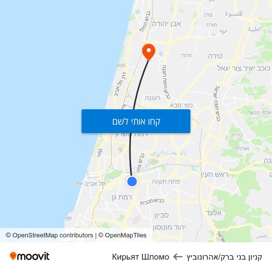 מפת קניון בני ברק/אהרונוביץ לКирьят Шломо