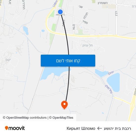 מפת רכבת בית יהושע לКирьят Шломо