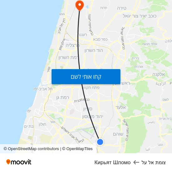 מפת צומת אל על לКирьят Шломо