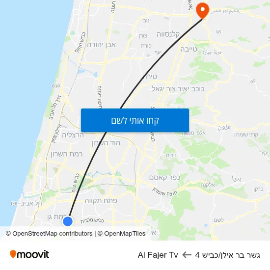 מפת גשר בר אילן/כביש 4 לAl Fajer Tv