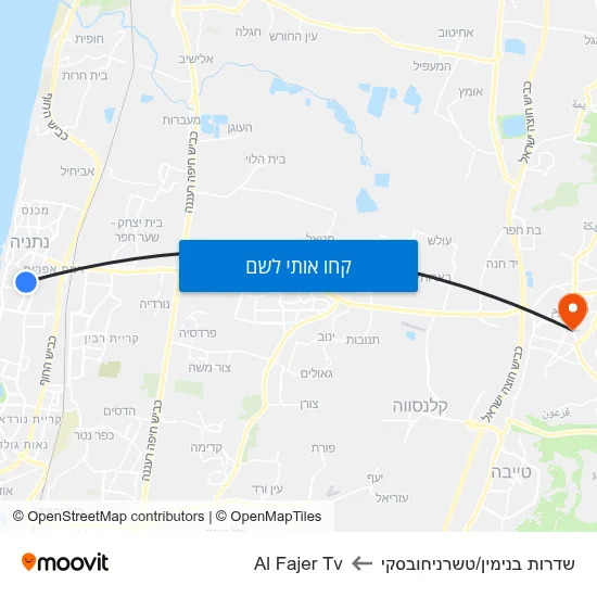 מפת שדרות בנימין/טשרניחובסקי לAl Fajer Tv