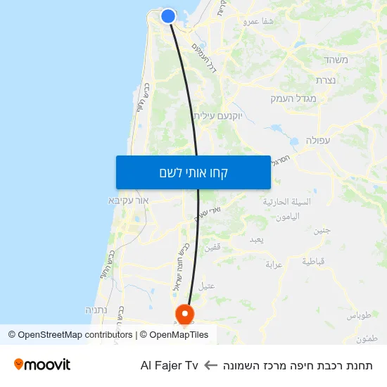 מפת תחנת רכבת חיפה מרכז השמונה לAl Fajer Tv
