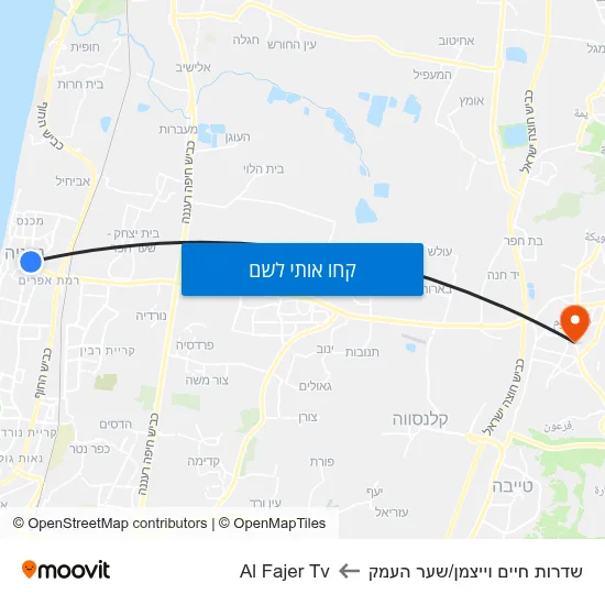 מפת שדרות חיים וייצמן/שער העמק לAl Fajer Tv